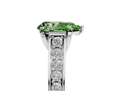 Fancy Green Pear Cut Diamond Solitaire Pavé Engagement Ring Set in White gold with Prong Setting
