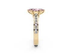 Fancy Pink Marquise Cut Diamond Channel Set Solitaire Engagement Ring Set in Yellow gold with Prong Setting