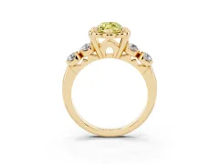 Fancy Yellow Marquise Cut Diamond Floral Halo Ring Set in Yellow gold with Shared Prong Band