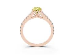 Fancy Yellow Pear Cut Diamond Split Shank Pavé Engagement Ring Set in Rose gold with Prong-Held Center Stone