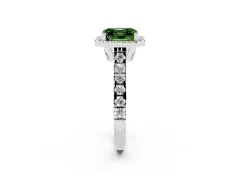 Fancy Green Asscher Cut Diamond Halo Engagement Ring Set in Silver with Pavé Band and Prong-Set Center