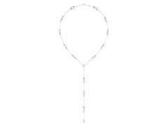 Pear Diamond Lariat Necklace Set in Silver with Station Accents