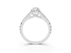 Marquise Cut Diamond Split Shank Pavé Engagement Ring Set in Platinum with Prong-Held Center Stone