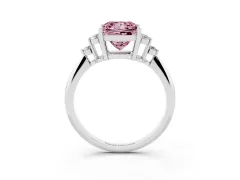 Fancy Pink Princess Cut Diamond Cluster Ring Set in Platinum with Plain Band and Prong Setting