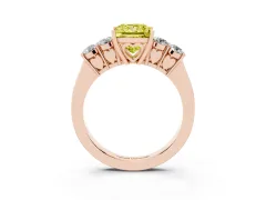 Fancy Yellow Princess Cut Diamond Five-Stone Prong Set Band Ring Set in Rose gold with Polished Band