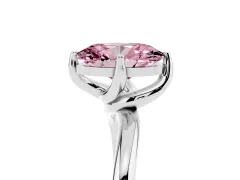 Fancy Pink Oval Cut Diamond Solitaire Engagement Ring Set in Platinum with Classic Plain Band