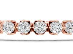 Round Diamond Tennis Bracelet Set in Rose gold with Box Chain and Basket Prong Setting