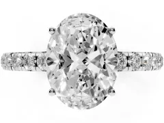 Oval Cut Diamond Pavé Solitaire Engagement Ring Set in White gold with Prong Setting