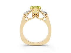 Fancy Yellow Heart Cut Diamond Three-Stone Trellis Ring Set in Yellow gold with Comfort Fit Band