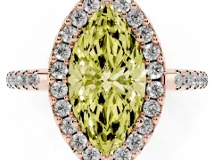 Fancy Yellow Marquise Cut Diamond Pavé Halo Ring Set in Rose gold with Prong Setting