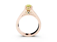 Fancy Yellow Pear Cut Diamond Channel Set Solitaire Engagement Ring Set in Rose gold with Prong Setting