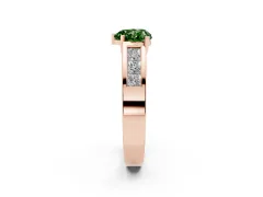 Fancy Green Heart Cut Diamond Solitaire Ring Set in Rose gold with Channel-Set Accent Stones and Prong Setting