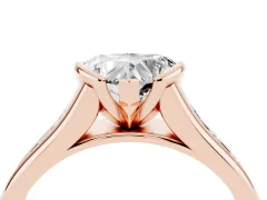 Heart Cut Diamond Bezel-Set Solitaire Ring Set in Rose gold with Channel-Set Band