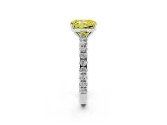 Fancy Yellow Radiant Cut Diamond Pavé Solitaire Engagement Ring Set in White gold with Prong Setting