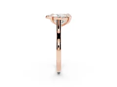 Heart Cut Diamond Cluster Halo Solitaire Ring Set in Rose gold with Prong Setting