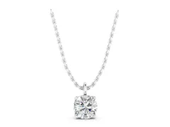 Round Solitaire Pendant Set in Silver with Four-Prong Setting