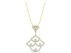 Pavé Round Diamond Fan Pendant Set in Yellow gold with Prong Setting