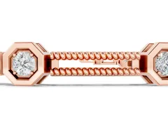 Round Diamond Hexagon Bezel Tennis Bracelet Set in Rose gold with Double Rope Band