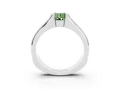 Fancy Green Pear Cut Diamond Bezel Solitaire Ring Set in Platinum with Wide Band