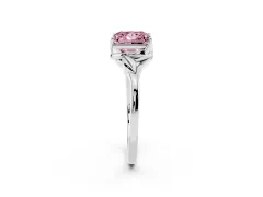 Fancy Pink Princess Cut Diamond Solitaire Ring Set in Platinum with Polished Twist Band