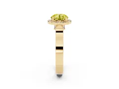 Fancy Yellow Round Cut Diamond Halo Ring Set in Yellow gold with Pavé-Lined Split Shank Band
