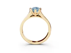 Fancy Blue Marquise Cut Diamond Bezel-Set Solitaire Ring Set in Yellow gold with Channel-Set Band
