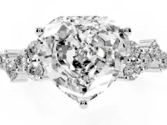 Heart Cut Diamond Ring Set in Silver with Scattered Round Accents