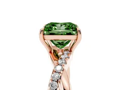 Fancy Green Princess Cut Diamond Twisted Pavé Band Ring Set in Rose gold with Prong Setting