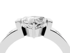 Heart Cut Diamond Channel-Set Band Ring Set in Silver with Bezel Prong Setting