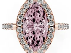 Fancy Pink Marquise Cut Diamond Pavé Halo Ring Set in Rose gold with Prong Setting