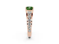 Fancy Green Princess Cut Diamond Pavé Engagement Ring Set in Rose gold with Prong Setting