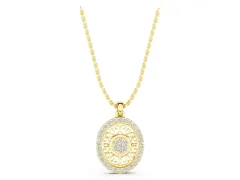 Round Halo Filigree Pendant Set in Yellow gold with Pavé Halo
