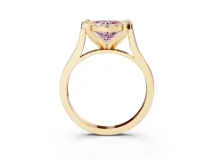 Fancy Pink Heart Cut Diamond Cluster Halo Solitaire Ring Set in Yellow gold with Prong Setting