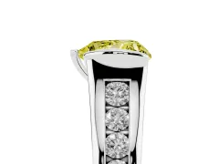 Fancy Yellow Heart Cut Diamond Bezel-Set Solitaire Ring Set in Silver with Channel-Set Band