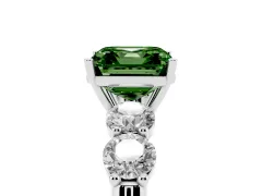 Fancy Green Asscher Cut Diamond Five-Stone Prong Set Ring Set in Silver with Classic Band