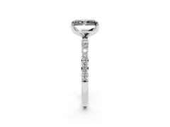 Fancy Black Radiant Cut Diamond Solitaire Engagement Ring Set in White gold with Round Pavé Band and Prong Setting