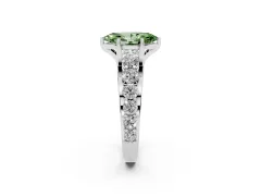 Fancy Green Marquise Cut Diamond Pavé Engagement Ring Set in Platinum with Prong Setting
