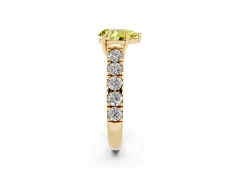 Fancy Yellow Pear Cut Diamond Solitaire Ring Set in Yellow gold with Cut-Down Micro Pavé Band and Prong Setting