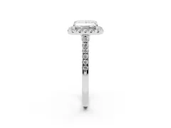 Princess Cut Diamond Halo Pavé Engagement Ring Set in White gold with Prong Setting