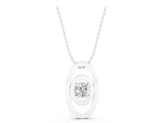 Round Diamond Bezel Pendant Set in White gold with Double Halo
