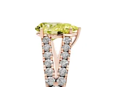 Fancy Yellow Pear Cut Diamond Split Shank Pavé Engagement Ring Set in Rose gold with Prong-Held Center Stone