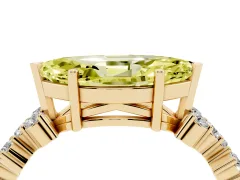 Fancy Yellow Marquise Cut Diamond Ring Set in Yellow gold with Scattered Round Accents