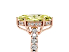 Fancy Yellow Marquise Cut Diamond Solitaire Engagement Ring Set in Rose gold with Pavé Band and Prong Setting