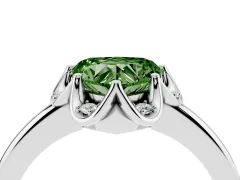 Fancy Green Heart Cut Diamond Round Cluster Halo Ring Set in Platinum with Solitaire Band and Prong Setting