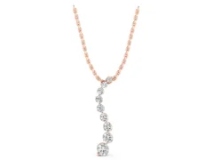 Round Diamond Graduated Pendant Set in Rose gold with Cascading Prong Setting