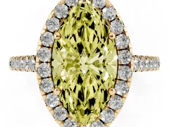 Fancy Yellow Marquise Cut Diamond Halo Pavé Engagement Ring Set in Yellow gold with Prong Setting