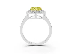 Fancy Yellow Heart Cut Diamond Halo Cluster Engagement Ring Set in Platinum with Solitaire Band and Prong Setting