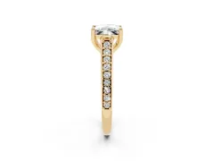 Princess Cut Diamond Prong Set Solitaire Engagement Ring Set in Yellow gold with Pavé Band