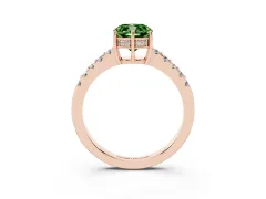 Fancy Green Cushion Cut Diamond Solitaire Engagement Ring Set in Rose gold with Pavé Band and Prong Setting