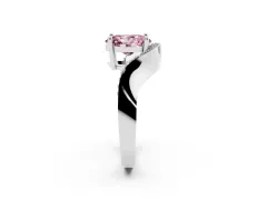Fancy Pink Oval Cut Diamond Solitaire Engagement Ring Set in Silver with Pavé Shoulders